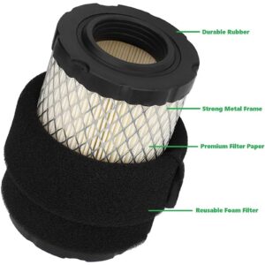 Drblawi Compatible with 796031 594201 Air Filter for BS 590825 591334 John Deere D100 D110 D105 D125 D130 D140 L105 L107 MIU14395 Husqvarna YTH22V46 Lawn Mower with 492932S Oil Filter