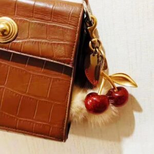 EIOYUMY Cherry Keychain Bag Pendant, Cherry Bag Charm for Women, Shiny Resin & Metal Accessories for Purses and Bags