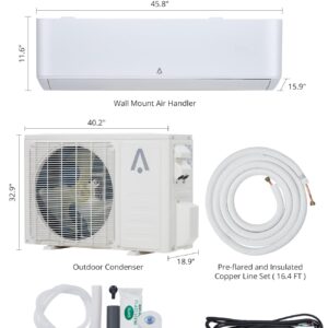 ACONEE 24,000 BTU AC/Heating 23 SEER, 208/230V, System Inverter Cools Rooms 1500 Sq.Ft, Wall Mount Ductless C Split Air Conditioner, White