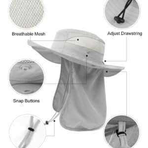 Zylioo Oversized 62-65cm UV Sun Hats with Flaps,Big Size Boonie Hat with Drape Beach Hats with Neck Protection Flap