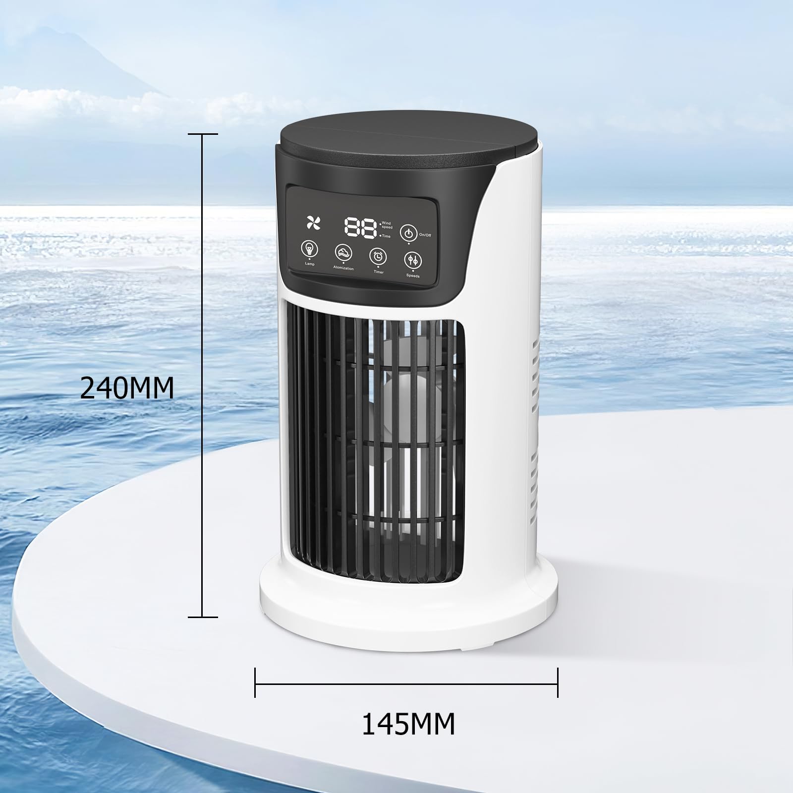 Portable Air Conditioner Fan, MAXROCK Portable AC Personal Mini Air Cooler 6 Speed Desk Air Cooling Fan 7 Colors LED Light with Timing Function for Personal Use