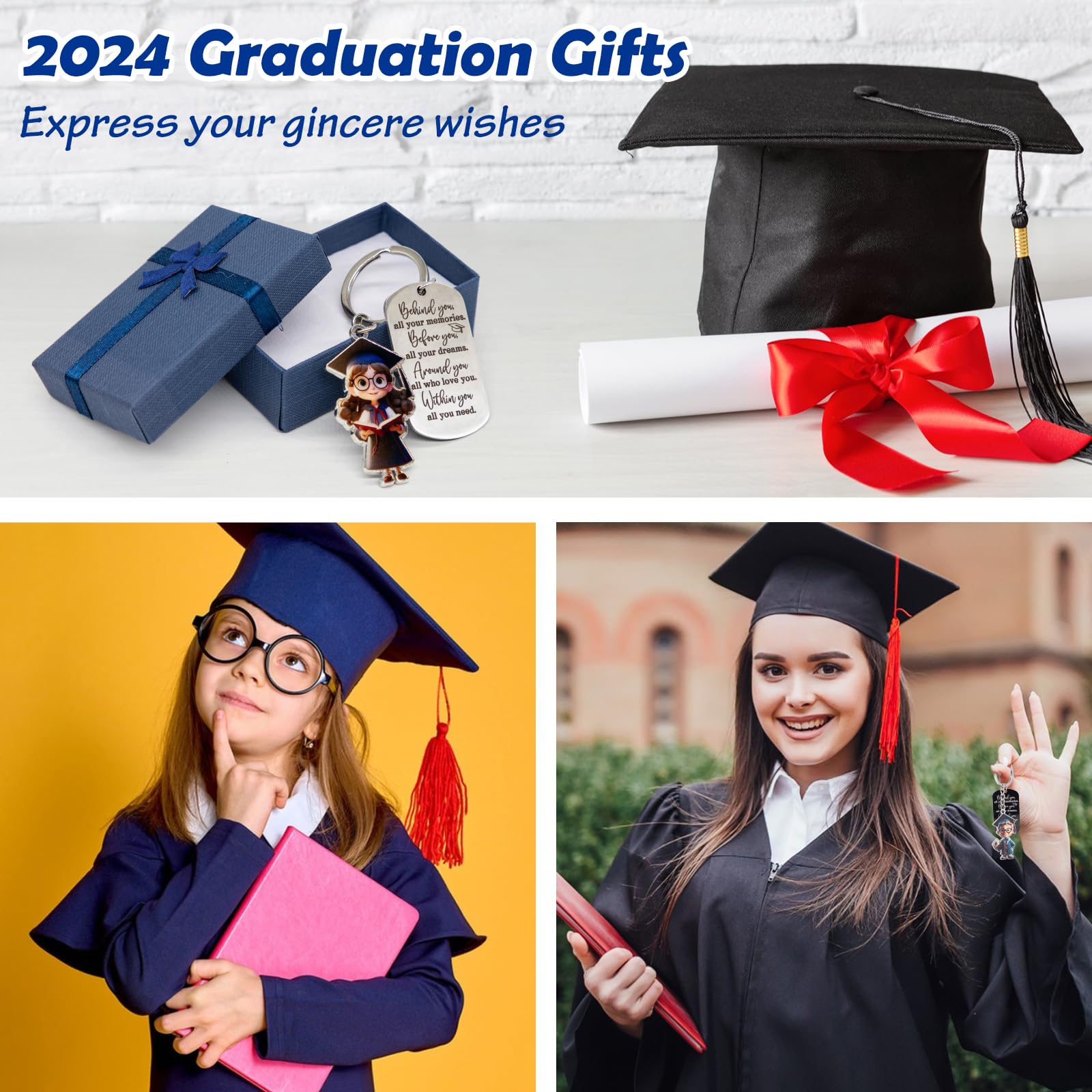 Yeiukael Graduation Gifts 2024 - Cartoon Keychains for Her Girls Him Boys High School College Kindergarten Preschool