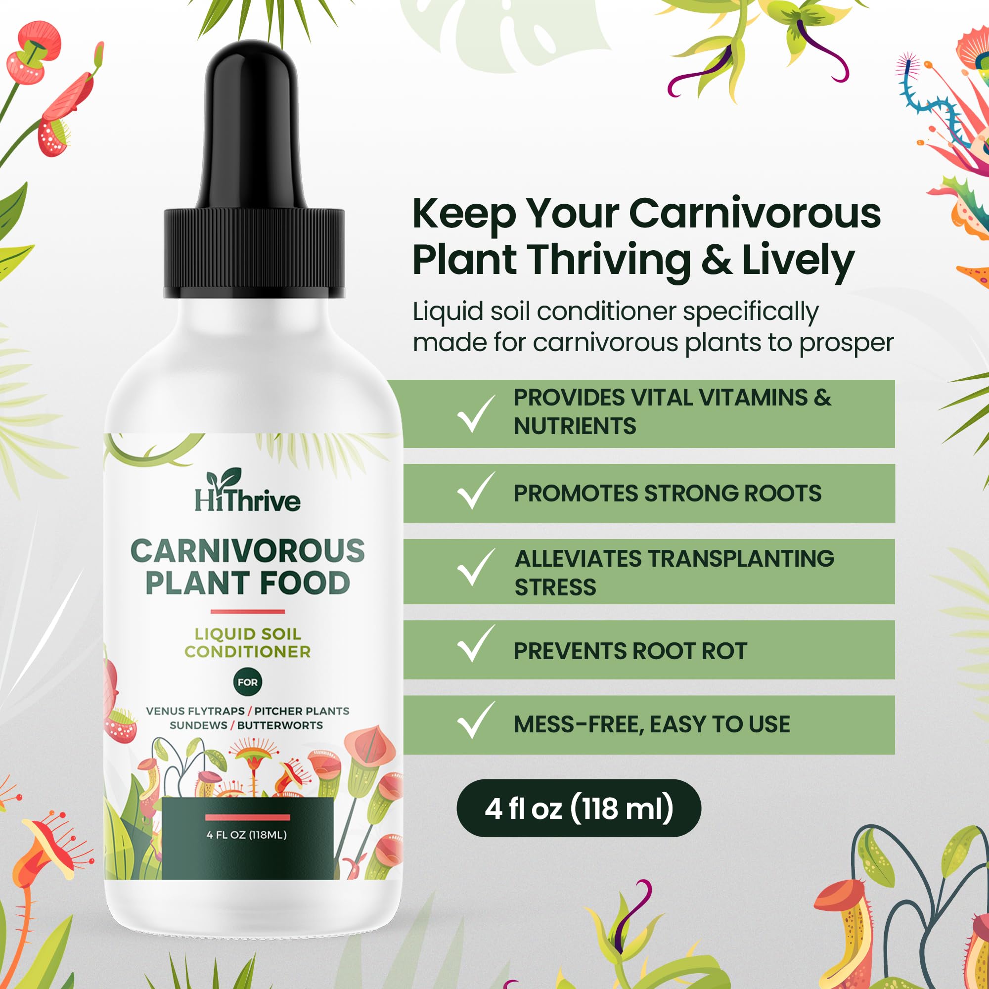 4oz Carnivorous Plant Food & Venus Fly Trap Food - Feeds up to 500 Times, Tropical Plant Fertilizer for Carnivorous Plants, Premium Liquid Carnivorous Plant Fertilizer & Feeding Supplement for Growth