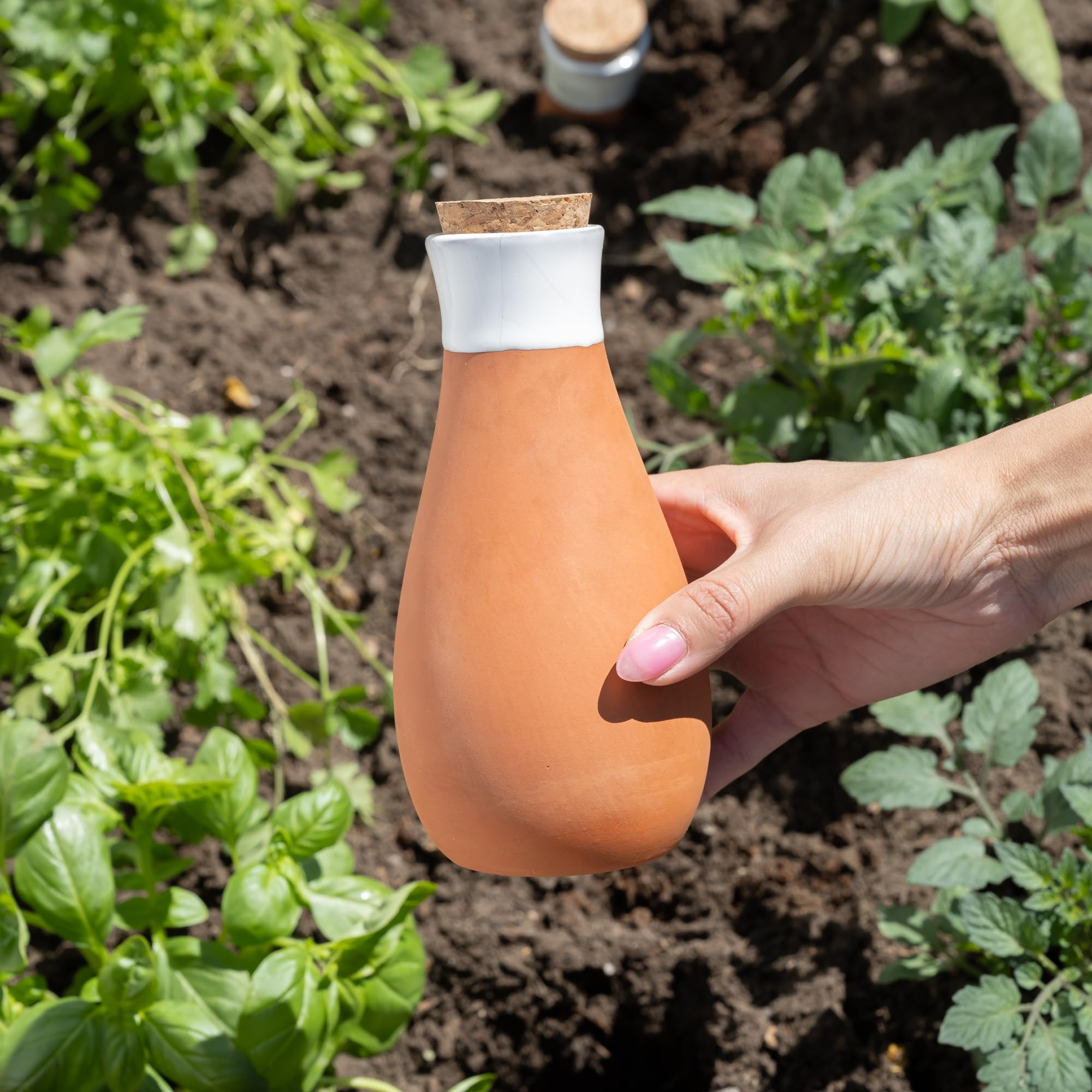 Everbrook Plant Watering Globes - Terracotta Watering Spikes - Slow Release Olla Watering Pots - Holds 16 oz - Self Watering Spikes - Bonus Garden Shears