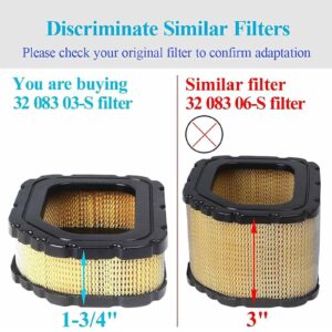 Drblawi Compatible with 32 083 03 KH-32-083-03-S Air Filter Fit Kohler Courage Engine SV710 SV715 SV720 SV730 SV735 SV740 Lawn Mower, Replace 32 083 05-S Pre Cleaner 32 883 03-S1 Air Filter（2 Pack ）