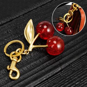 EIOYUMY Cherry Keychain Bag Pendant, Cherry Bag Charm for Women, Shiny Resin & Metal Accessories for Purses and Bags