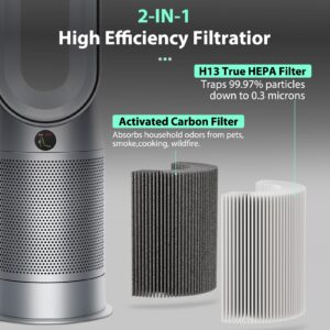 360°Combi 2 in 1 HEPA and Carbon Replacement Filter Compatible with Dyson TP06 HP06 PH02 PH01 PH03 PH04 HP09 TP09 HP07 TP07 TP10 HP10, H13 Grade True HEPA Replacement Filter, 1 Pack