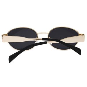 knliwkm Trendy Retro Oval Sunglasses for Women Gold Fashion Designer Shades Vintage 90s Style Classic Sun Glasses