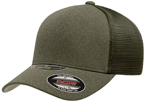 Flexfit Melange Unipanel Trucker Cap, X-Large-XX-Large, Olive