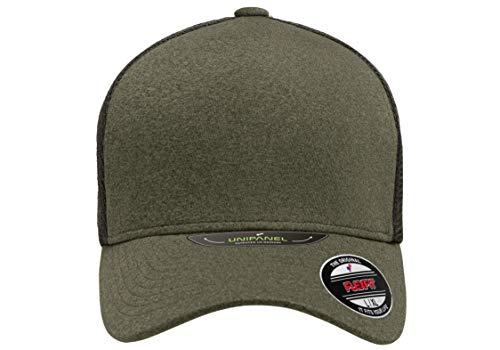 Flexfit Melange Unipanel Trucker Cap, X-Large-XX-Large, Olive