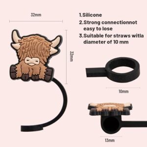 6pcs Highland Cow Silicone Straw Cover Straw Cover Cap For Stanley Cup Stanley Straw