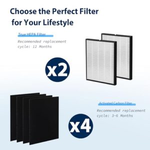 [Upgraded] C545 Replacement Filter S compatible with Winix C545 Air Purifier, 2 True HEPA/Activated Carbon Combo Filters + 4 Carbon Pre-Filter - Part# 1712-0096-00, 2522-0058-00