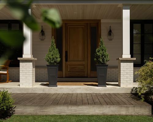 Veradek Fairmont Tall Plastic Planter - Large Outdoor Planter for Front Porch | Crack Resistant All-Weather Use | Classic Estate Design for Tall Plants, Flowers, Trees