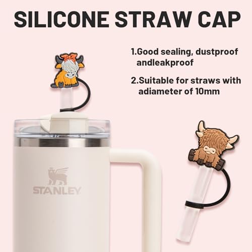 6pcs Highland Cow Silicone Straw Cover Straw Cover Cap For Stanley Cup Stanley Straw