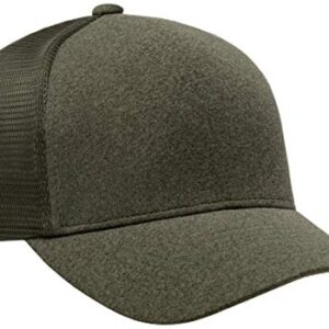 Flexfit Melange Unipanel Trucker Cap, X-Large-XX-Large, Olive