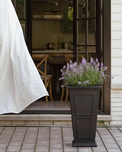 Veradek Fairmont Tall Plastic Planter - Large Outdoor Planter for Front Porch | Crack Resistant All-Weather Use | Classic Estate Design for Tall Plants, Flowers, Trees