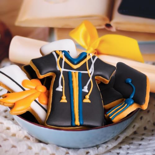 Graduation Cookie Cutters Set 3 Pieces, Stainless Steel Graducation Cap Cookie Cutter, Diploma, Graduation Gown Dress Cookie Cutter for Graduation Celebration Party