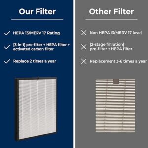 [Upgraded] C545 Replacement Filter S compatible with Winix C545 Air Purifier, 2 True HEPA/Activated Carbon Combo Filters + 4 Carbon Pre-Filter - Part# 1712-0096-00, 2522-0058-00