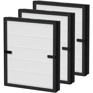 allisfresh e-200 true hepa filter replacement compatible with lunino e-200 air cleaner purifier, 3-in-1 filtration system with activated carbon filter, 3 pack white