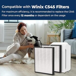 [Upgraded] C545 Replacement Filter S compatible with Winix C545 Air Purifier, 2 True HEPA/Activated Carbon Combo Filters + 4 Carbon Pre-Filter - Part# 1712-0096-00, 2522-0058-00