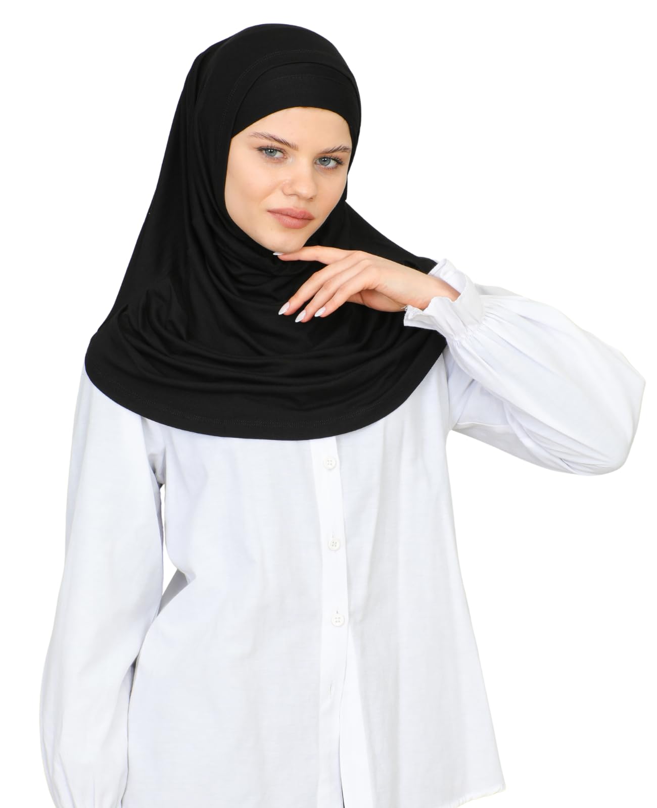 Prien Chic Ready To Wear Hijab For Women, Muslim Long Turban Undercap Set, Instant Scarf, Prayer Clothes For Girls, Abaya (Black)