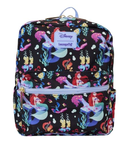 Loungefly Disney The Little Mermaid 35th Anniversary Life is the Bubbles All-Over Print Nylon Square Mini Backpack