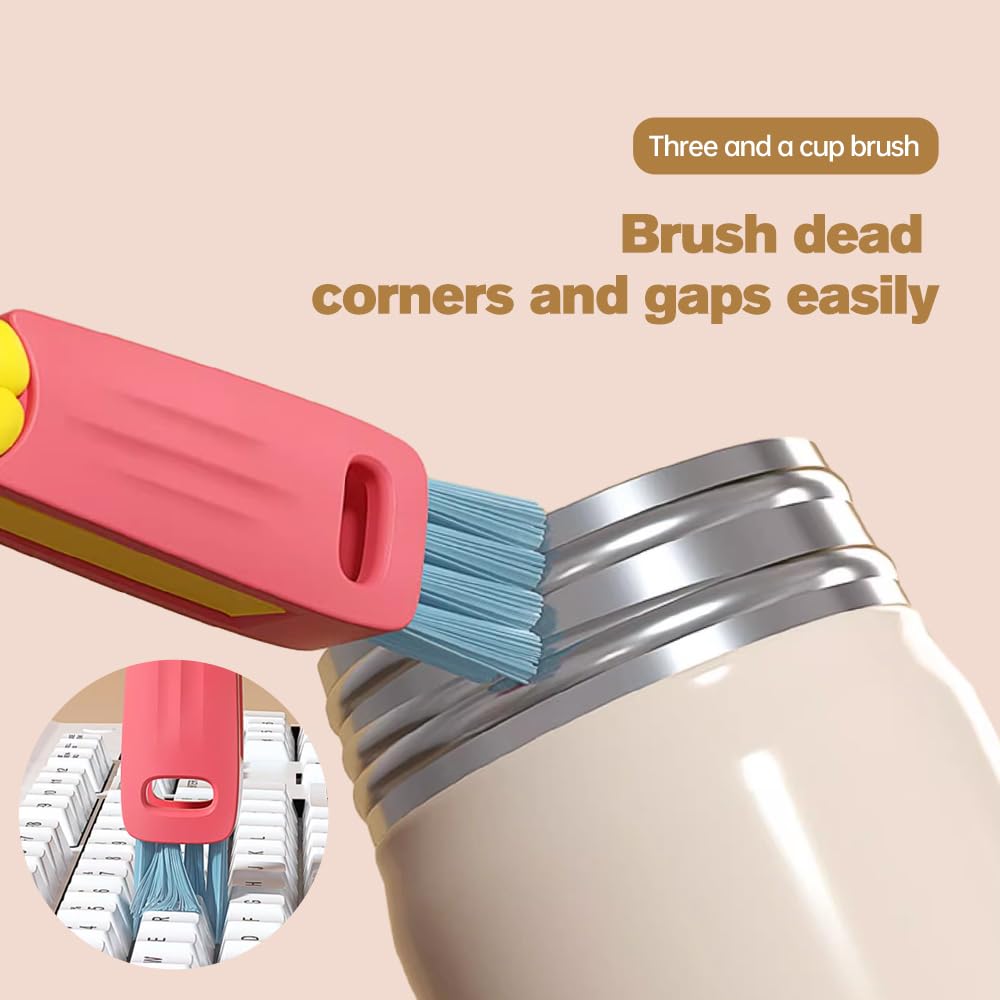 3 in 1 Cup Lid Cleaning Brush, 2024 New Crevice Cleaning Brush for Bottle Gap Tight Spaces Cup, 3 in 1 Multifunctional Cleaning Brush Portable Cup Lid Cleaner with Brush