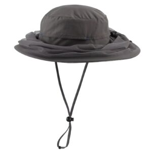 Connectyle Men's Mosquito Net Hat for Fishing Gardening UV Protection Safari Sun Hat Mesh Veil Bucket Hats UPF 50+ Dark Grey