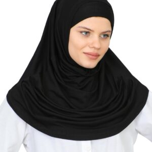 Prien Chic Ready To Wear Hijab For Women, Muslim Long Turban Undercap Set, Instant Scarf, Prayer Clothes For Girls, Abaya (Black)