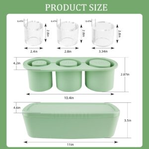 Ice Cube Tray for 20-40oz Tumbler Cup, 3pcs Large Silicone Cylinder Ice Cube Molds for Freezer, Ice Maker With Lid and Bin, Ice Drink, Juice, Whiskey, Chilling Cocktail, Tea, Coffee (Green)