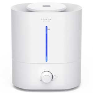 asakuki cool mist humidifiers for bedroom home, 4l top fill humidifier large room for baby nursery & plants, quiet room humidifier with diffuser, night light, auto shut off, easy clean, 40h runtime