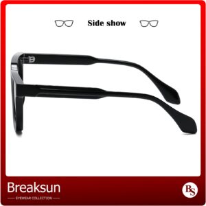 Breaksun Fashion Square Sunglasses for Women Men Trendy Classic Square Frame Sun Glasses Designer Style (Black/Grey)