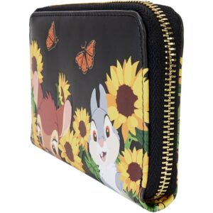 Loungefly Disney Bambi Sunflower Friends Zip Around Wallet, Black