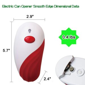 VEMJO Electric Can Opener For Kitchen One Touch Start Hands Free Automatic Can Opener Electric for Almost Cans Battery Operated Can Opener For Seniors and Arthritis Smooth Edge Food-Safe (Red), Small