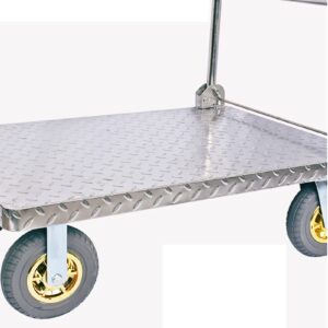 Generic Foldable Push Hand Cart Platform Truck Stainless Steel Deck Large Load Capacity and Foldable Handle with Sponge Ideal for Heavy Duty Moving Transport, 8in wheels