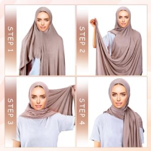 Handepo Instant Hijab Jersey Hijab for Women Muslim Head Scarf Lightweight Long Soft Hijab Shawl Stretch Scarf Wrap (Multicolor,6 Pcs)