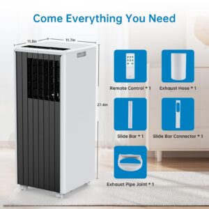 Takywep Portable Air Conditioner 8,000BTU, Portable AC Unit for Room up to 350 Sq.Ft, 3-in-1 AC Unit with Dehumidifier, Cooling & Fan Mode, Installation Kit, 24-Hour Timer, Sleep Mode, Remote Control