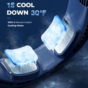 1S Cool Down 30°F Neck Fan with Double Semiconductor Coolers, 360° Surrounded Personal Fans Air Conditioner that Blow Cold Air, 8H Lasting Portable Fan with 3 Speed, Gifts for Men Women Outdoor Travel