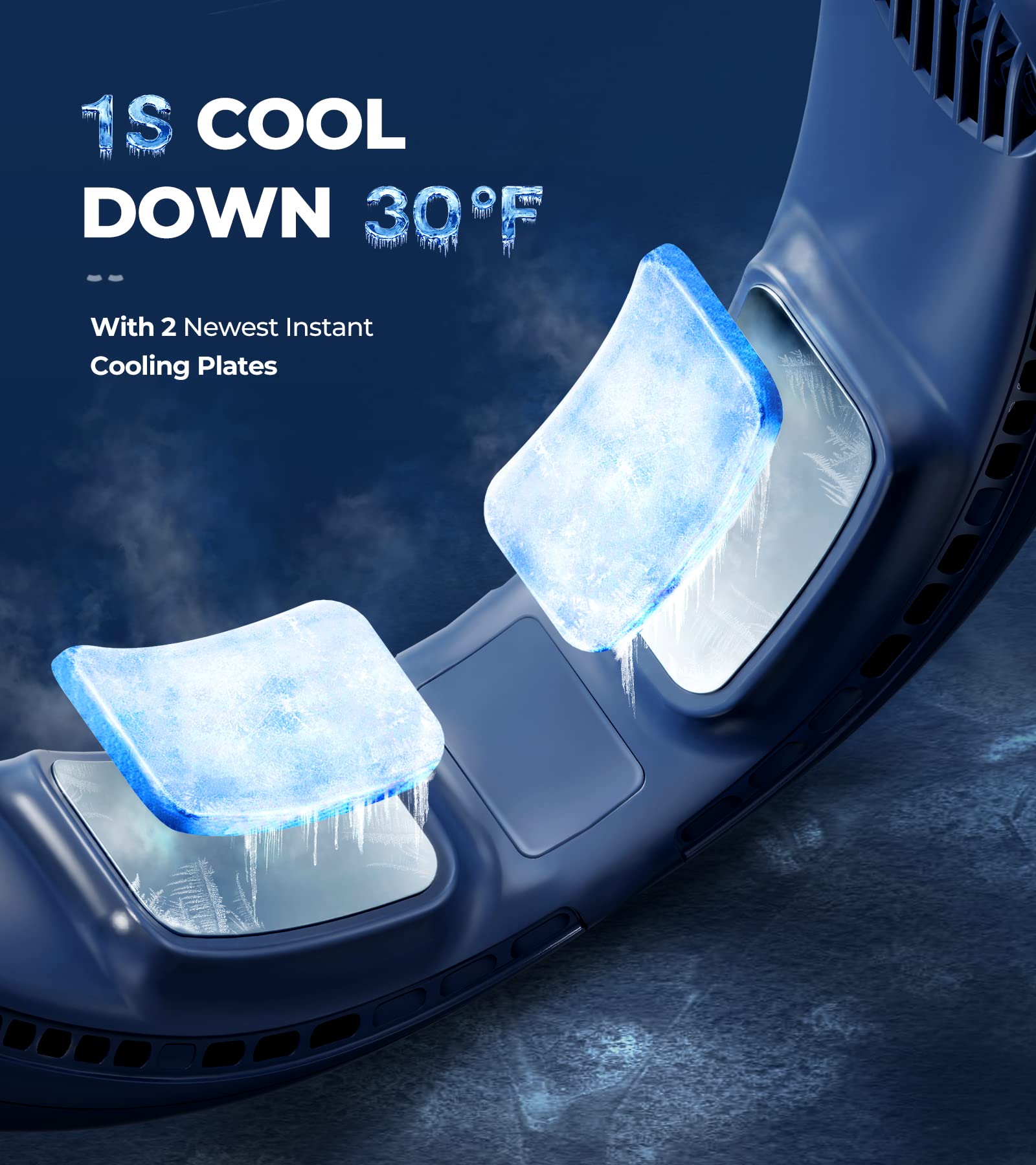 1S Cool Down 30°F Neck Fan with Double Semiconductor Coolers, 360° Surrounded Personal Fans Air Conditioner that Blow Cold Air, 8H Lasting Portable Fan with 3 Speed, Gifts for Men Women Outdoor Travel