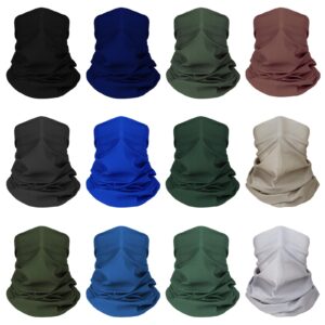 12 pcs breathable neck gaiter face scarf mask for men women sun protection bandana hiking, cycling, sports, fishing (a)