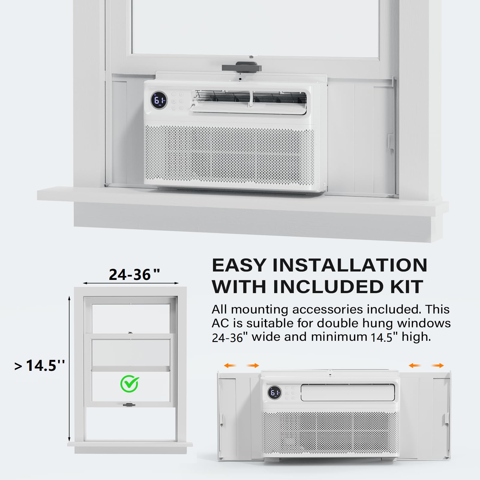 ROVSUN 8000 BTU Inverter Window Air Conditioner with WiFi, Energy-Star Window AC Unit with Remote & App Control, Ultra Quiet Design & Easy Install Kit, Work with Alexa/Google Assistant, 115V/60Hz