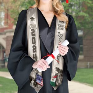 Custom Mexican American Flag Graduation Sash 2024, Mexican Graduation Sash, Mexico Graduation Stole Customize 10