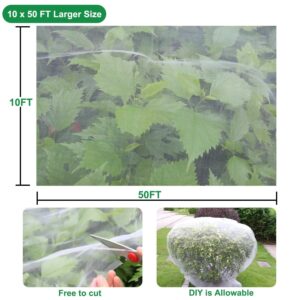 KLEWEE 10 x 50 FT Garden Mesh Netting, Ultra Fine Plant Netting Covers, Garden Netting for Raised Beds Vegetables, Fruit Tree Netting for Blueberry Bushes Barrier Screen Protection Net Cover