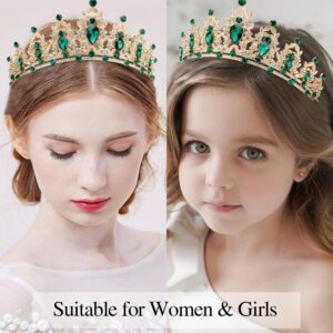 Atoden Green Birthday Crown and Birthday Queen Sash Tiara Birthday Girls Women Crystal Crown Princess Birthday Party Decorations Rhinestone Happy Birthday Accessories for Party Birthday Gifts