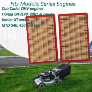 3 Pack 951-10298 Air Filter + Pre Cleaner for MTD 340 450 650 Kohler 14 083 01-S Honda GXV140 2001 08170-ZG9-M00 Lawn Mower Bolens Log Splitter