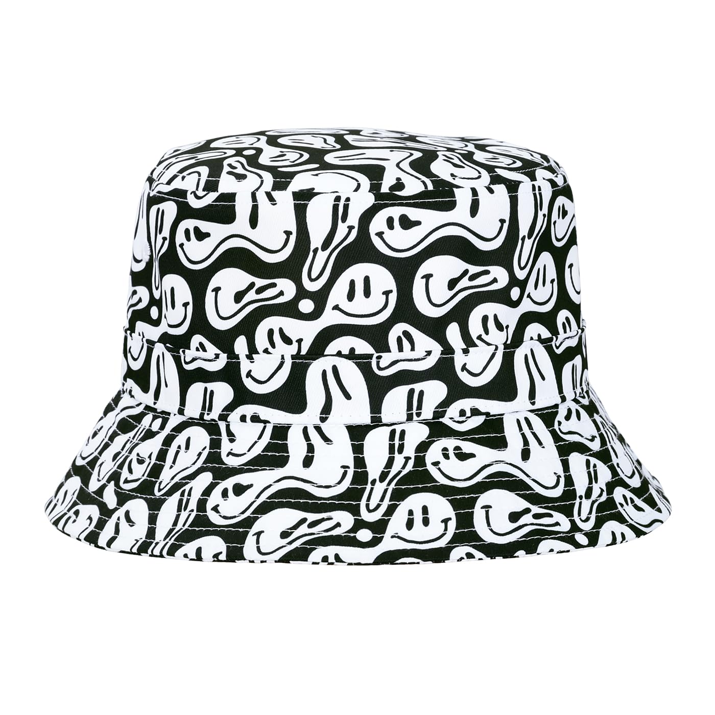 HDE Bucket Hat Unisex Print and Solid Beach Sun Hats Outdoor Packable Headwear Dripping Smiley - One Size