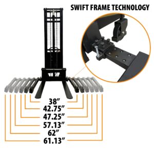 HOC EMS1535W SEMI Electric Wide Leg Pallet Stacker 3307 LBS 1500 KG Load Capacity + 138 INCH Height Capacity + Adjustable Frame Legs - North American Made