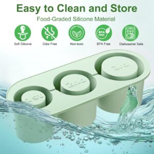 Ice Cube Tray for 20-40oz Tumbler Cup, 3pcs Large Silicone Cylinder Ice Cube Molds for Freezer, Ice Maker With Lid and Bin, Ice Drink, Juice, Whiskey, Chilling Cocktail, Tea, Coffee (Green)