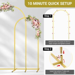 CludPark Metal Arch Backdrop Stand Wedding Arch Frame Set of 2 (7.2FT/6FT) Gold Backdrop Arch Stand for Wedding Ceremony Birthday Party Baby Shower Graduation Ceremony Decoration