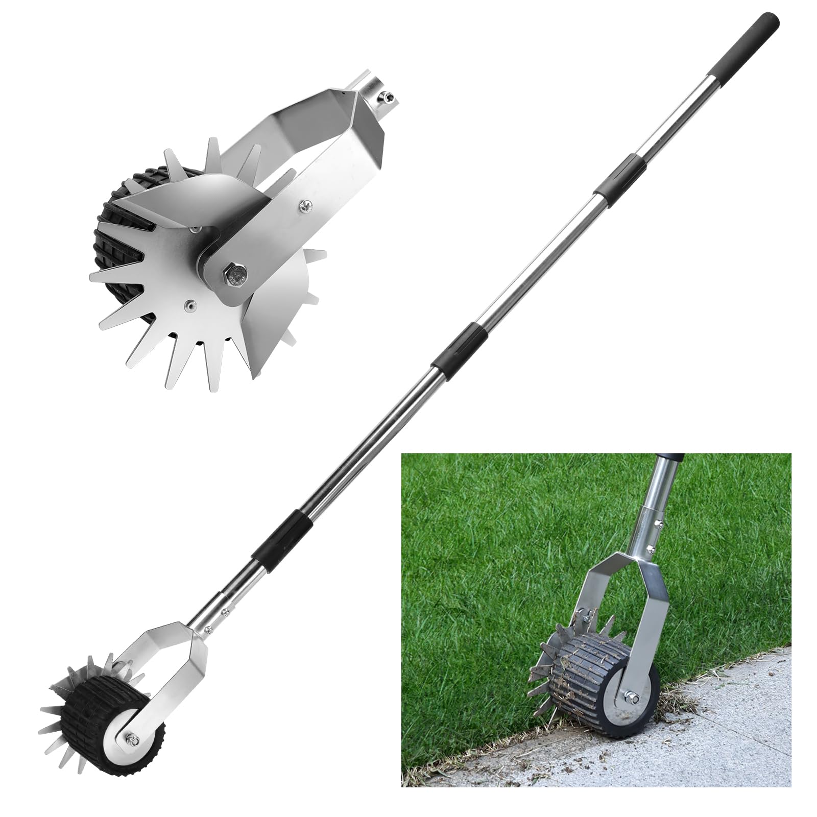 KYEEN-TOOLS Wheel Rotary Manual Edger Lawn Tool, Hand Edger Lawn Tool Made of Stainless Steel, Adjustable Length, Ideal for Precise Grass Trimming Along Sidewalks, Garden, Driveways, and Flower Bed